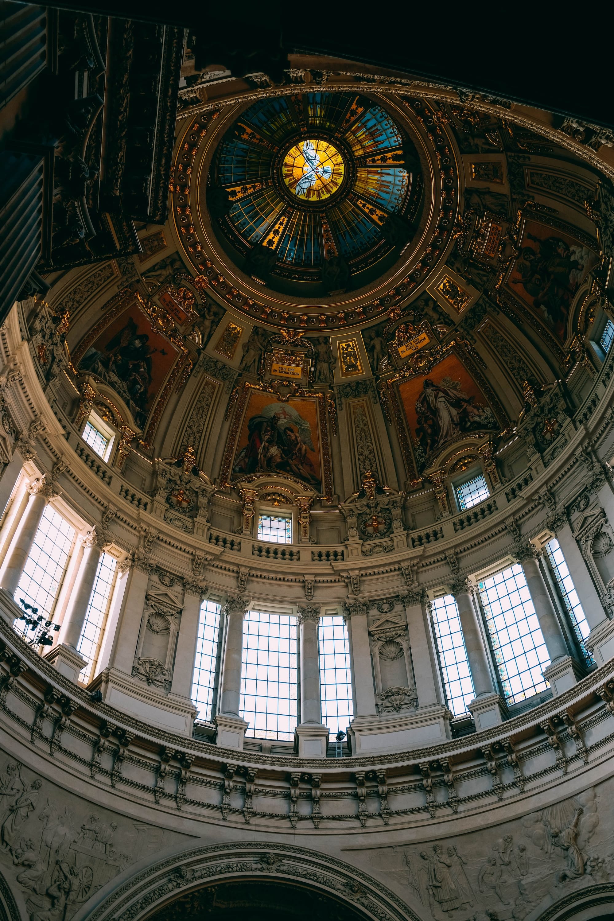 Ornate dome ceiling of a cathedral