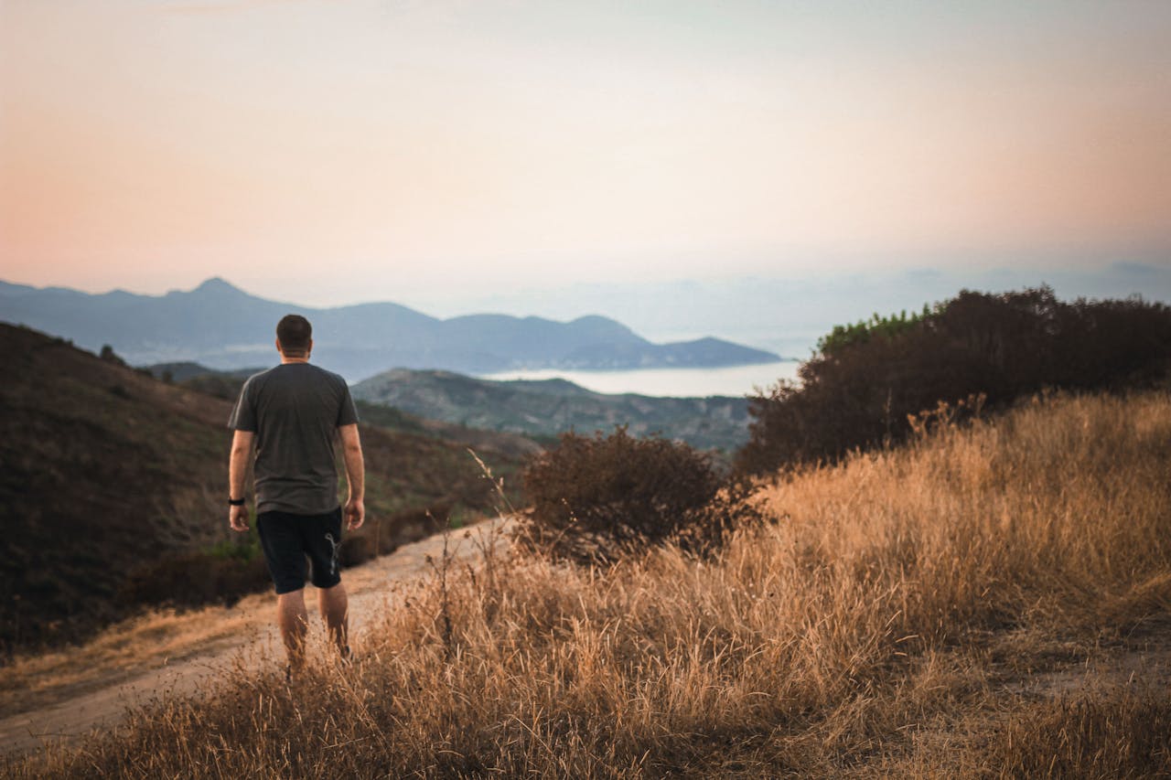 Men walking in nature